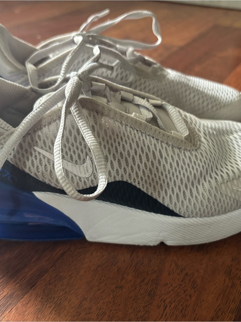 Nike Gray Mesh Sneakers with Blue Air Cushion